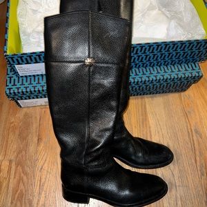 Tory Burch Black Leather Jolie Riding boot size 8 wide